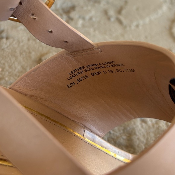 Tory Burch Nude Logo Wedge Sandal Heels Size 7.5M - Picture 7 of 9